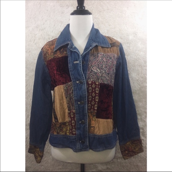 J Jill Out Of The Blue Patchwork Denim Jacket SP - Picture 2 of 6